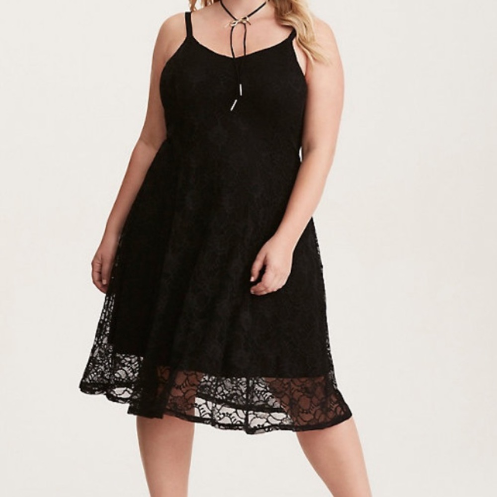 BLACK LACE MIDI SLIP DRESS Torrid size 1